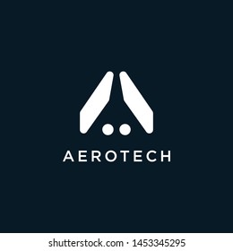 Modern aero tech logo. This logo icon incorporate with letter A and abstract airplane on creative way. It will be suitable for tech related service.