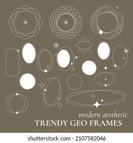 Modern aesthetic. Geometric shapes, icons and frames.