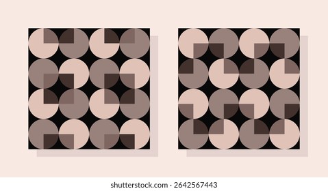 Modern aesthetic geometry printable seamless patterns. Set of vector organic tessellation vector pattern ideas for textile, home decor, wall paper, poster, banner, postcard, template, flyer, brochure.