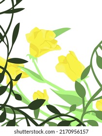 Modern aesthetic illustration with decorative flat plants. Scandinavian design for the sale of goods and cards on marketplaces with the image of stylized flat flowers and plants