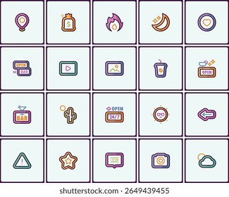 Modern Aesthetic Outline Icon Collection for UI UX Design and Mobile Applications