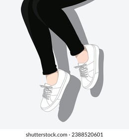 Modern Aesthetic Women Fashion Model Illustration With White Shoes 