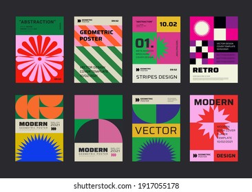 Modern aesthetics posters collection. Swiss design pattern vector design. Mimimal geometric placards. Creative templates with abstract shapes for Cover, Brochure, Flayer and Banner.