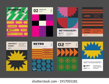 Modern aesthetics posters collection. Swiss design pattern vector design. Mimimal geometric placards. Creative templates with abstract shapes for Cover, Brochure, Flayer and Banner.