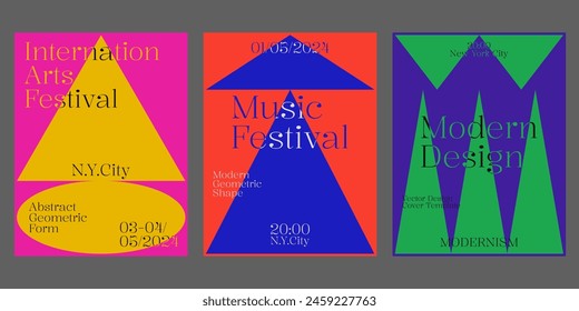 Modern Aesthetics Posters Collection. Swiss Vector Design. Mimimal Geometric Placards. Brochure, Flayer and Banner.