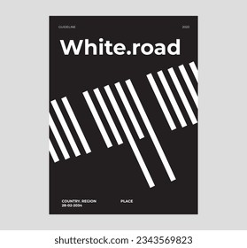 Modern aesthetics of Swiss design poster layout. Brutalist art inspired vector graphic template made with bold typography and abstract geometric shapes, great for poster art, album cover prints.