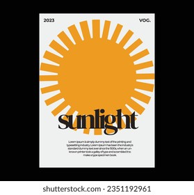 Modern aesthetics of Swiss design poster layout. Brutalist art inspired vector graphic template made with bold typography and abstract geometric shapes, great for poster art, album cover prints.