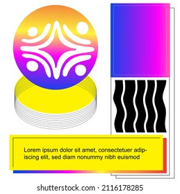 Estética moderna tarjeta de diseño de afiches vectoriales.Gradiente de brutalismo en diseño de plantillas web hecho con formas geométricas abstractas, arte de afiches, encabezado de sitio web, impresión digital.Ondas
