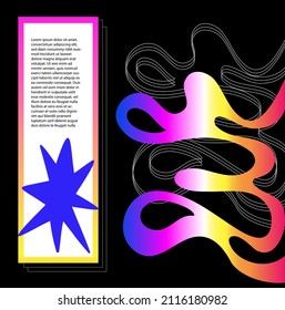 Modern aesthetics vector poster design card.Brutalism gradient graphic in web template layout made with abstract geometric shapes, poster art, website header, digital print.gradient hand drawn