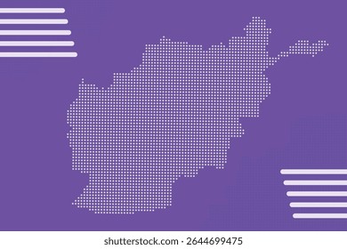 Mapa moderno do vetor do Afeganistão no estilo da matriz de pontos de pixel com linhas horizontais