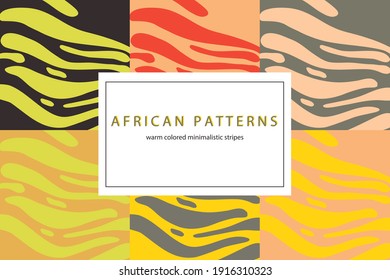 Modern african striped patterns. Vector pattern. Minimal design. Contemporary art. Vector collection. Boho style. Simple design. Zebra stripes.