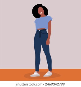 Modern African Woman in elegant line art style vector