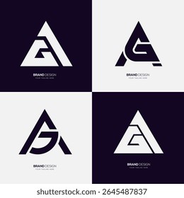 Conjunto de logotipos de triángulo AG GA moderno, perfecto para la marca, la identidad geométrica y los diseños creativos.