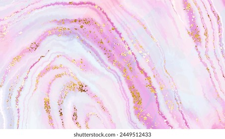 Modern agate stone background design with natural crystal texture and gold sequins.