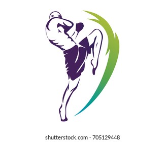 Modern Aggressive Mixed Martial Arts Sports Athlete in Action Logo