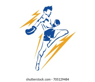 Modern Aggressive Mixed Martial Arts Sports Athlete in Action Logo