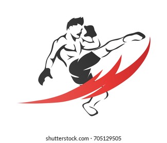 Modern Aggressive Mixed Martial Arts Sports Athlete in Action Logo