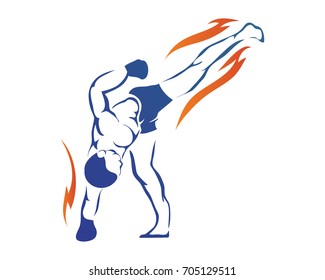 Modern Aggressive Mixed Martial Arts Sports Athlete in Action Logo