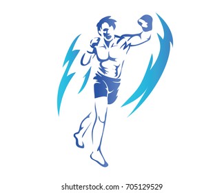 Modern Aggressive Mixed Martial Arts Sports Athlete in Action Logo
