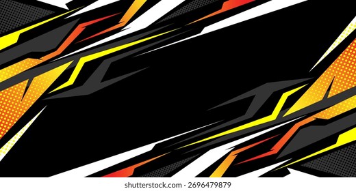Moderna y agresiva Plantilla de Diseño gráfico de fondo de carreras con líneas dinámicas y Formas abstractas. Perfecto para la envoltura del coche, marca del vehículo, o diseños temáticos del deporte.