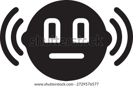 Modern AI bot face symbol with glowing digital nodes, conceptual 3D illustration of robotic automation, data science, and cognitive computing