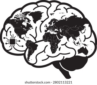 Modern AI brain technology illustration featuring a global world map integrated with neural network design, digital circuits, and intelligent computing concepts. Clean black and white vector artwork with a futuristic style, perfect for artificial intelligence projects, technology presentations, educational graphics, business innovation, and digital transformation themes.

#AI #ArtificialIntelligence #Technology #NeuralNetwork #MachineLearning #DigitalWorld #GlobalMap #FutureTechnology #Innovation #VectorDesign #CyberTechnology #DataScience #SmartTechnology #StockIllustration #DigitalTransformation