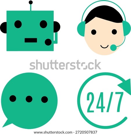 Modern AI Chatbot and Customer Support Icon Set - Green Mint Style