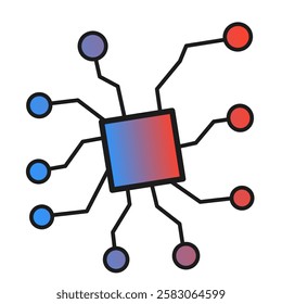 Modern AI chip with colored connections, a visual representation of the technology.