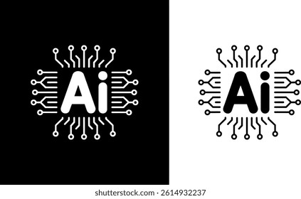 Modern AI Chip Icons for Tech Illustrations