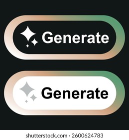  Modern AI generative button. AI is entered by a command prompt to generate ideas.Generatepress button in style for Apps, websites,interfaces.UI UX elements. vector illustration