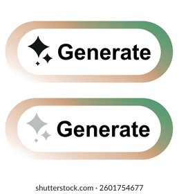  Modern AI generative button. AI is entered by a command prompt to generate ideas.Generatepress button in style for Apps, websites,interfaces.UI UX elements. vector illustration
