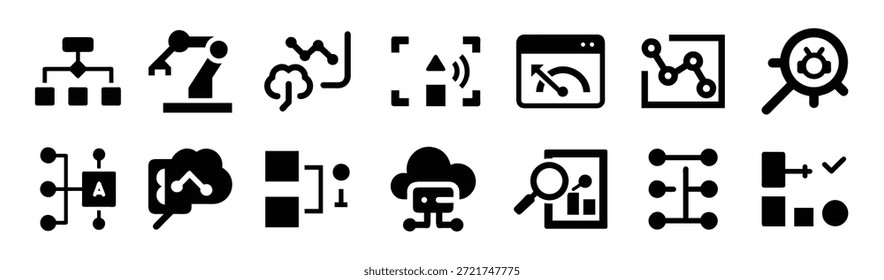 Iconos modernos de IA para inteligencia artificial y automatización