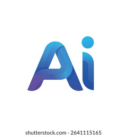 Modern AI logo in gradient. Bold, rounded letters with smooth curves and shadow. Futuristic, tech design on a white background.