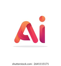 Modern AI logo in gradient. Bold, rounded letters with smooth curves and shadow. Futuristic, tech design on a white background.