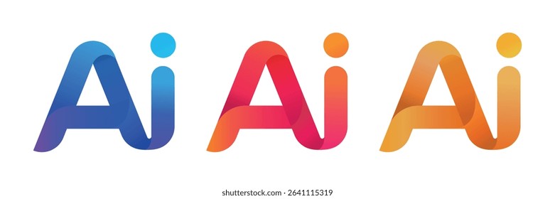 Modern AI logo in gradient. Bold, rounded letters with smooth curves and shadow. Futuristic, tech design on a white background.