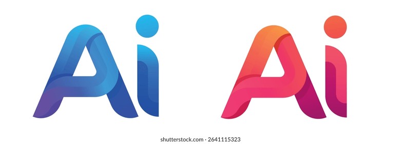 Modern AI logo in gradient. Bold, rounded letters with smooth curves and shadow. Futuristic, tech design on a white background.