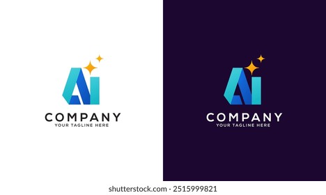 Modern AI logo icon. Artificial Intelligence logo design vector template