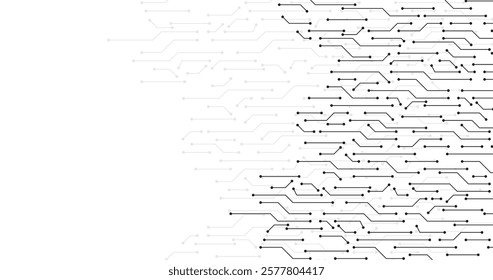 modern ai network black lines with dots connecting to others in data flow circuit board in transparent background template