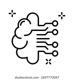 Ícone de rede neural de IA moderna simbolizando aprendizagem profunda e conexões de dados.