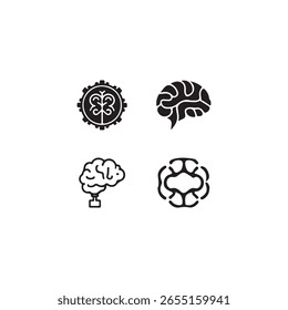 Un moderno conjunto de iconos de tecnología de IA con redes neuronales, robots, circuitos, chips cerebrales, automatización y análisis de datos. Mínimo, limpio y perfecto para proyectos tecnológicos.