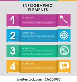 Modern aim infographic template. infographic design with aim icons includes radar, dart, thumb up. can be used for presentation, diagram, annual report, web design.