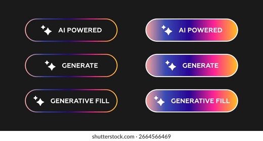 Modern, AI-powered buttons with  vibrant gradient design for futuristic interface applications