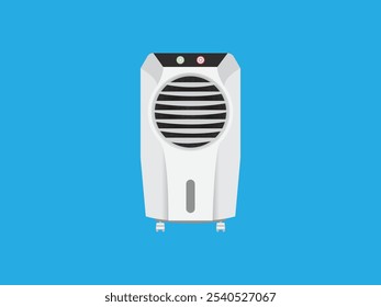 Modern Air Conditioner Illustration. Sleek Air Cooler Vector Graphics. Cool Breeze. Air Cooling Solutions Vector Icon. Portable AC Icon. Airflow Cooling Device Symbol. Home Appliance Design.