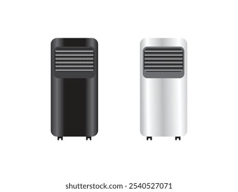 Ilustración moderna del acondicionador de aire. Gráficos de Vector del refrigerador de aire elegante. Brisa fresca. Icono de Vector de soluciones de refrigeración de aire. Icono de CA portátil. Símbolo del dispositivo de enfriamiento de flujo de aire. Diseño de electrodomésticos.