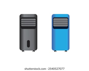 Modern Air Conditioner Illustration. Sleek Air Cooler Vector Graphics. Cool Breeze. Air Cooling Solutions Vector Icon. Portable AC Icon. Airflow Cooling Device Symbol. Home Appliance Design.