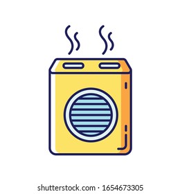 Modern air filter blue and yellow RGB color icon. Humidifying household appliance, water evaporator, home air purifier, room climate regulating equipment. Isolated vector illustration