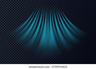 Modern air flow arrows, wind effect and airflow system. Blue cold cool light rays with hot heat dynamics. Vector illustration.