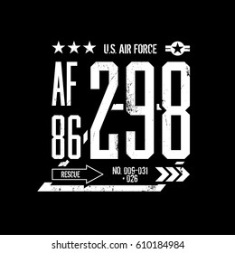 Modern air force vector design isolated on black background. Premium quality superior number logo concept. 