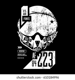 Modern air force vector design. Premium quality superior pilot helmet logo concept.