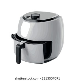 Modern air fryer with handle on white background icon isolated